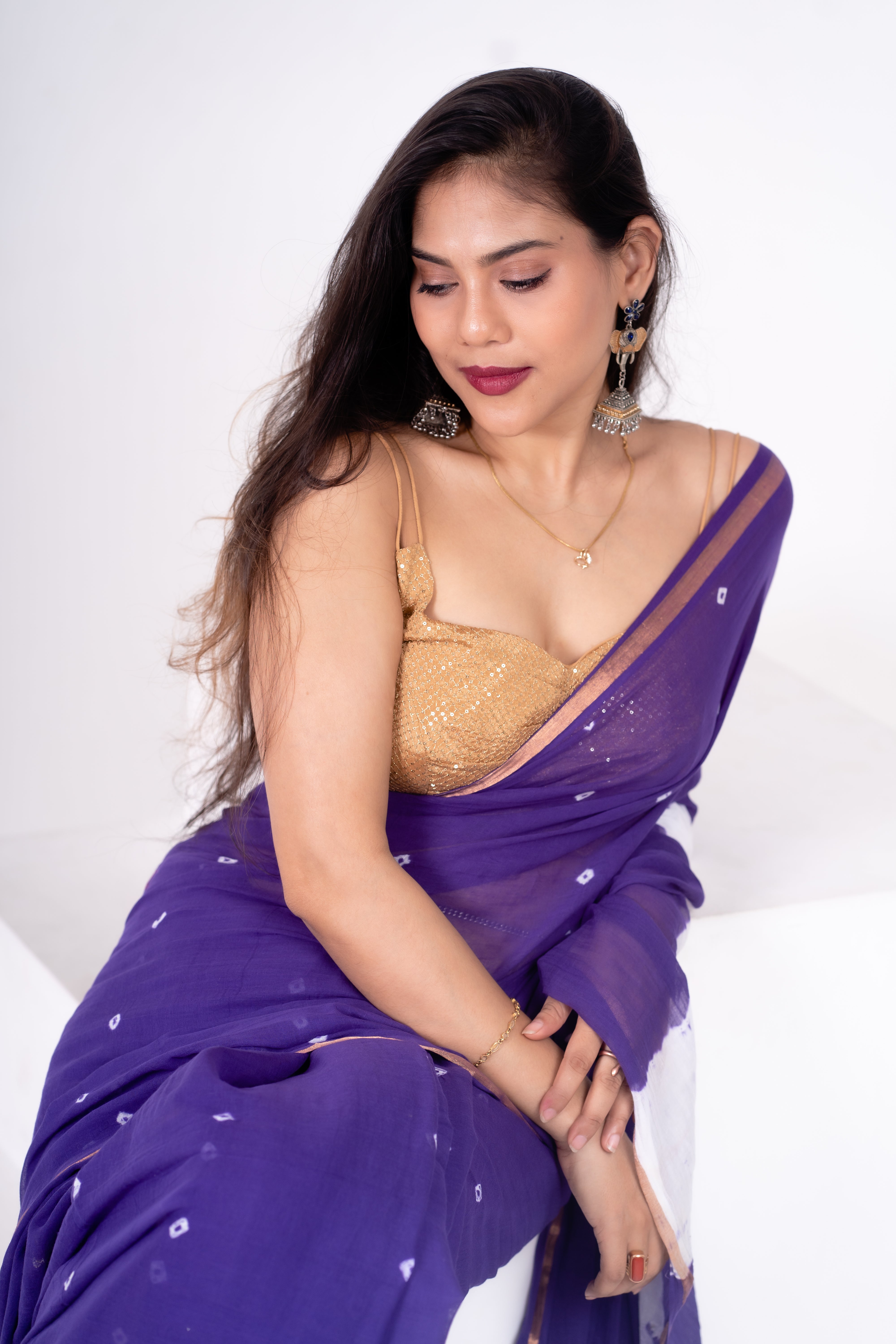 Velvet Sky Mul Mul Saree