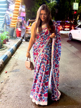 Sky blush Mul Mul Saree