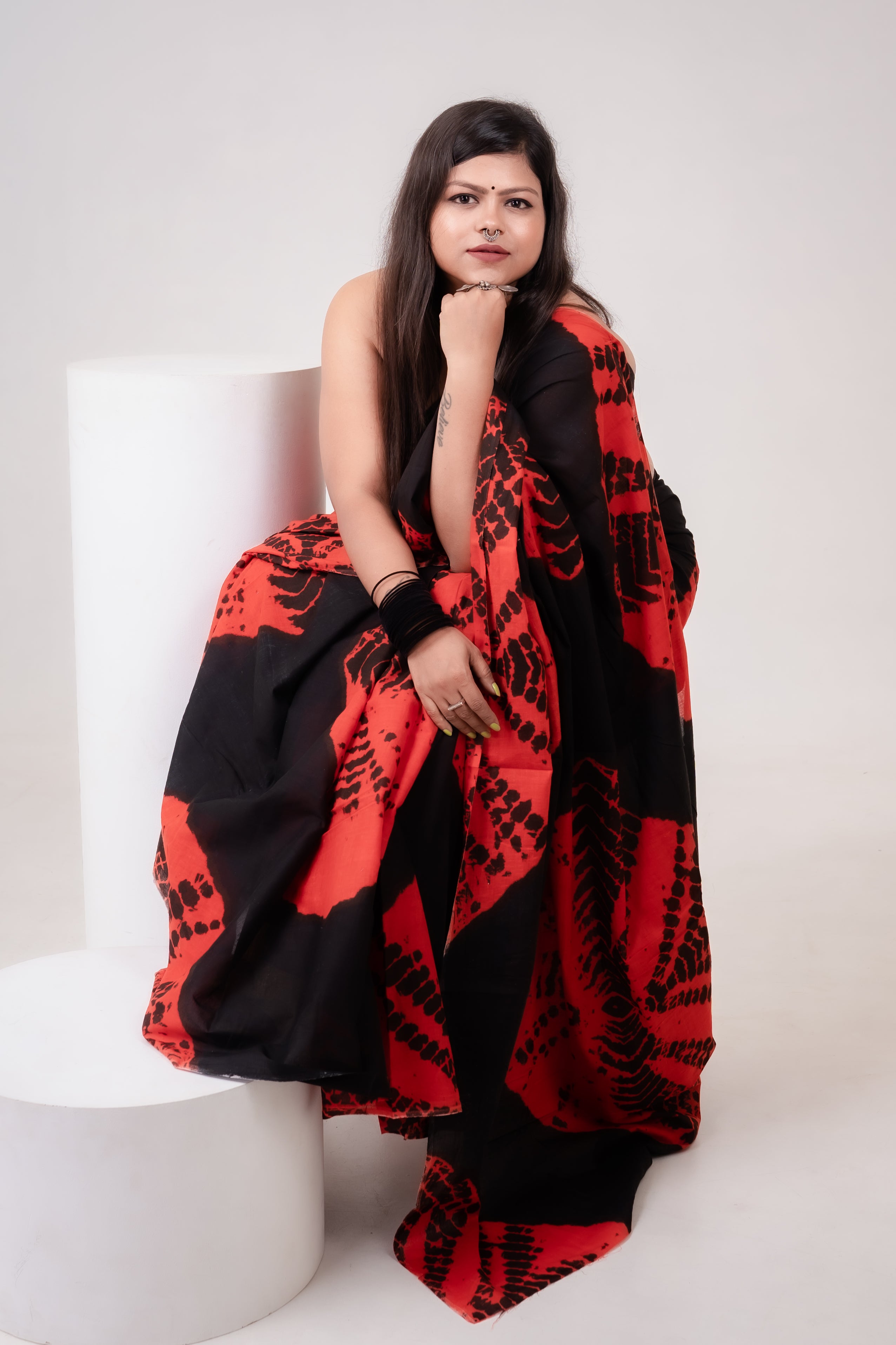 Chandrakta Mul Mul Saree