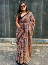 Ajrakh Ambar Mul Mul Saree