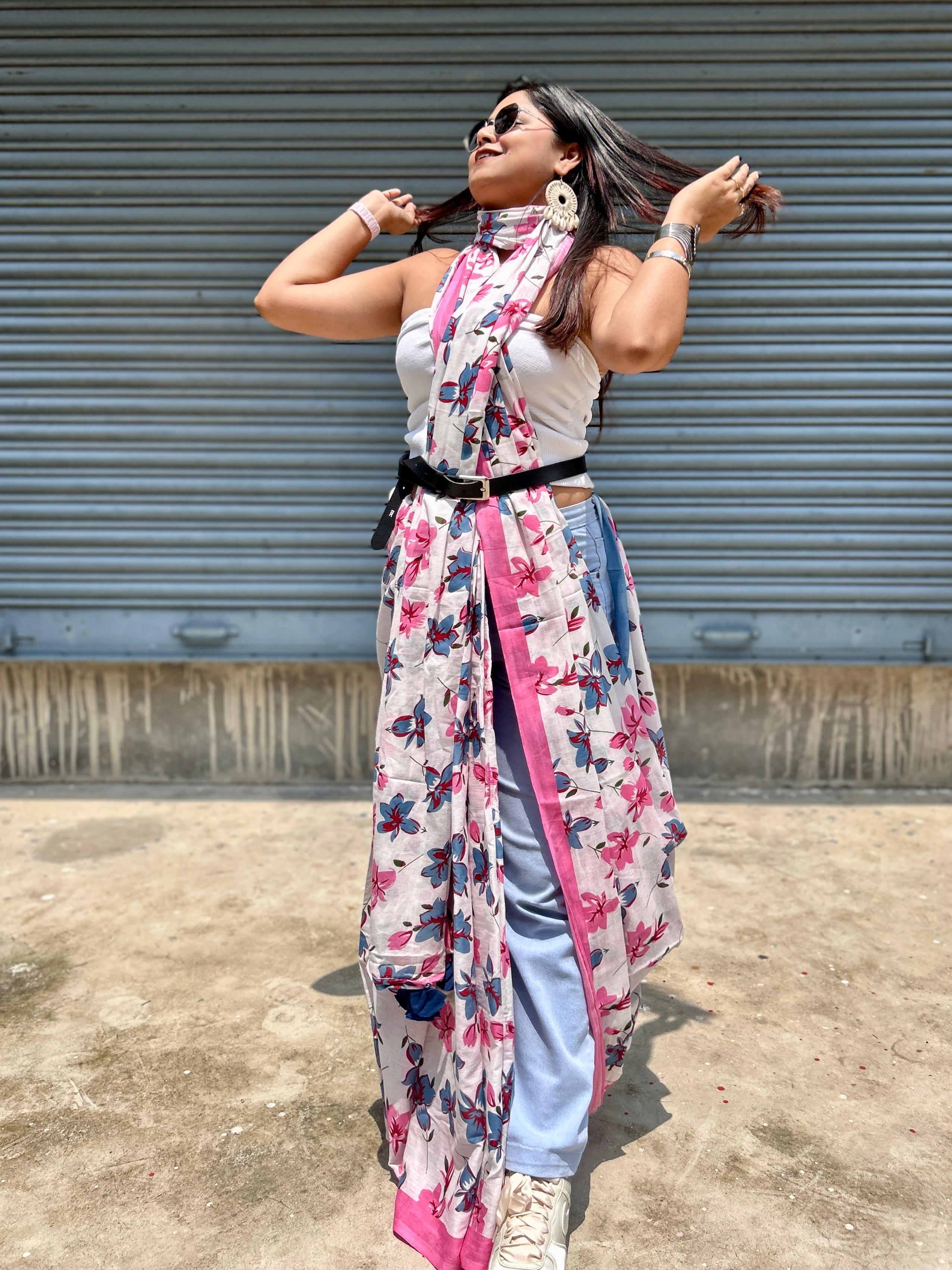 Floral Raga Mul Mul Saree