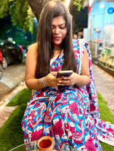 Sky blush Mul Mul Saree