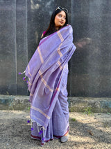 Lavender Lines Cotton Saree