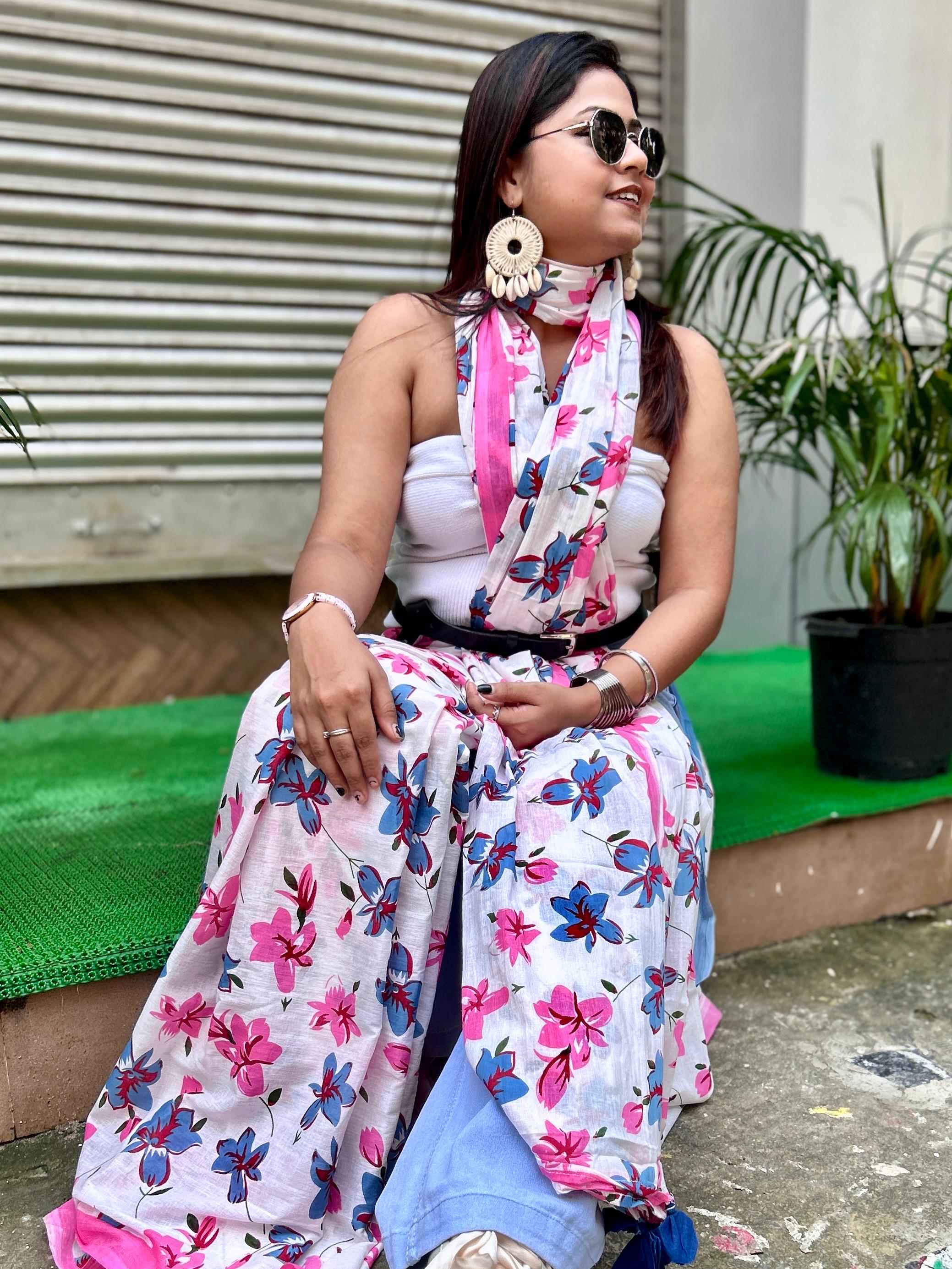 Floral Raga Mul Mul Saree