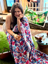 Sky blush Mul Mul Saree