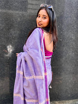 Lavender Lines Cotton Saree