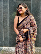 Ajrakh Ambar Mul Mul Saree