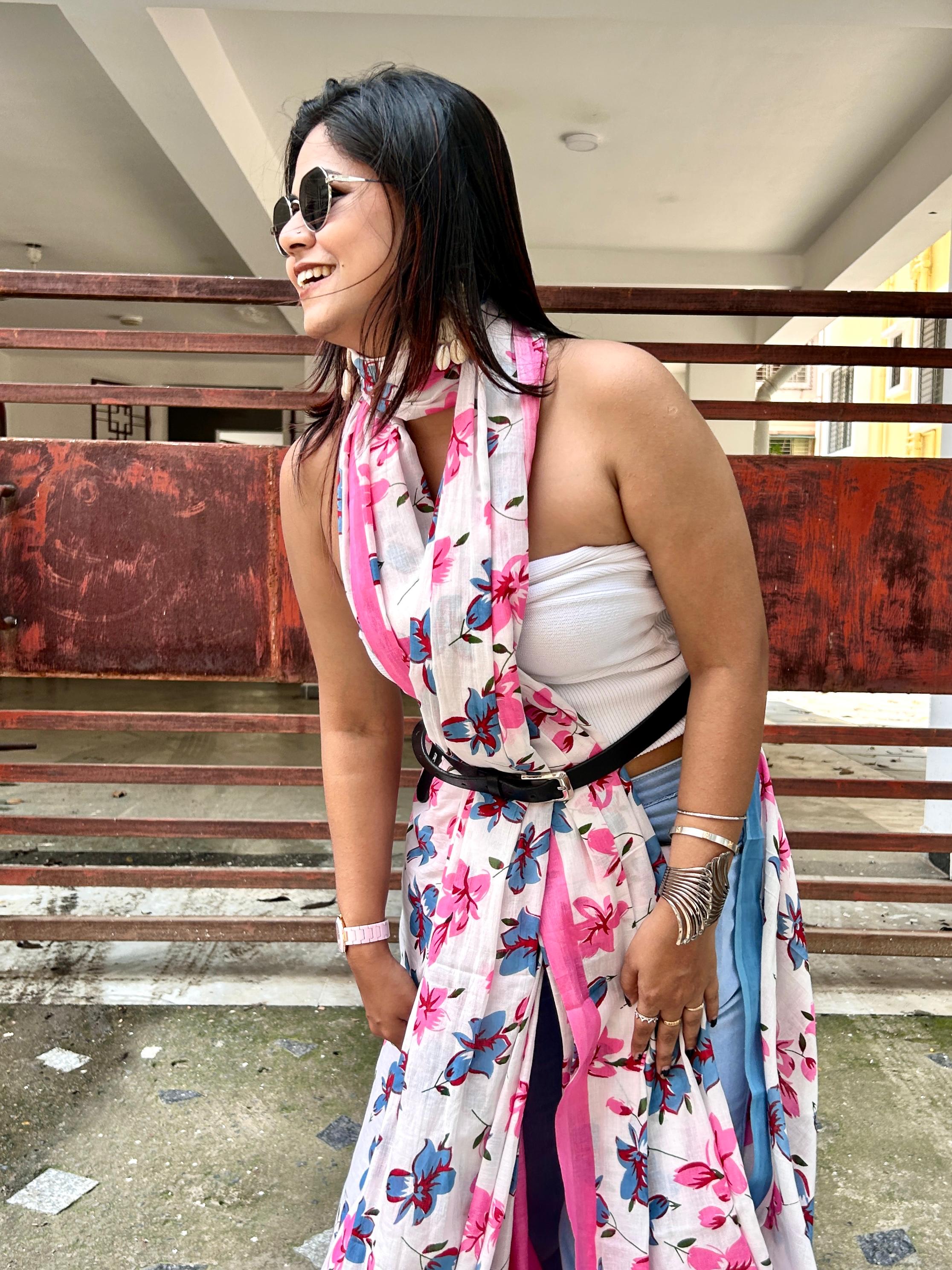 Floral Raga Mul Mul Saree