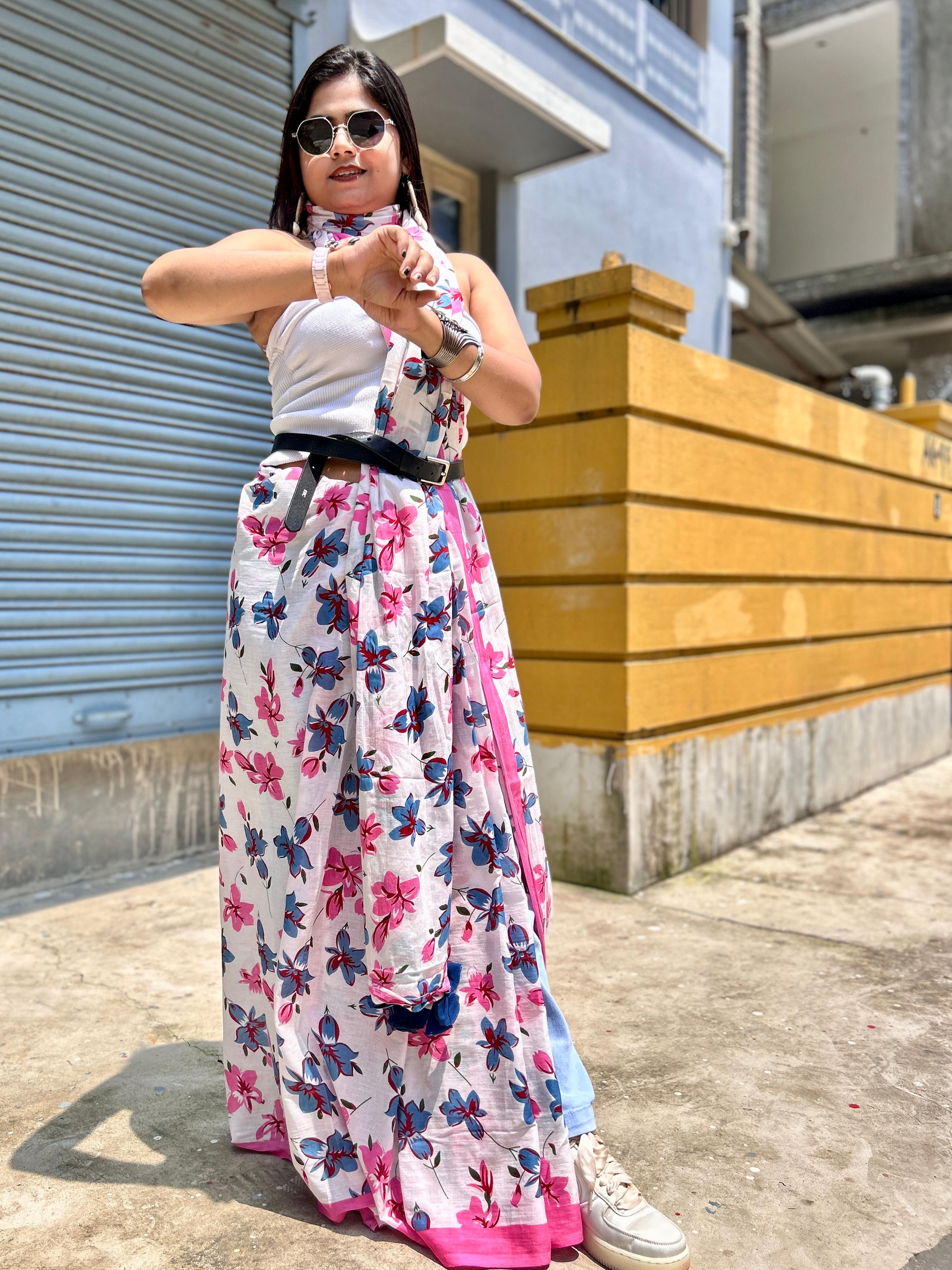 Floral Raga Mul Mul Saree