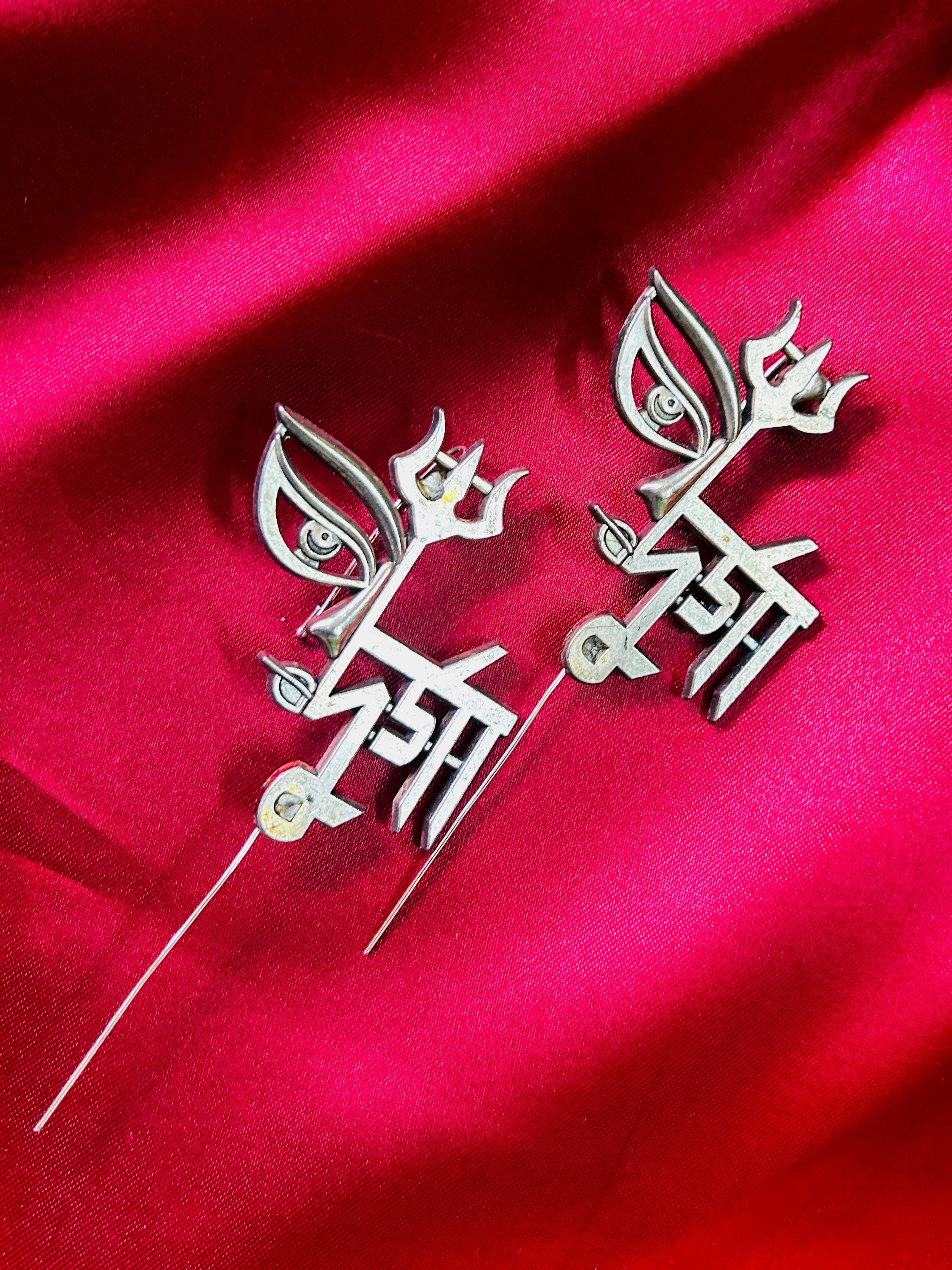 Durga Trishul Oxidised Ear Cuffs