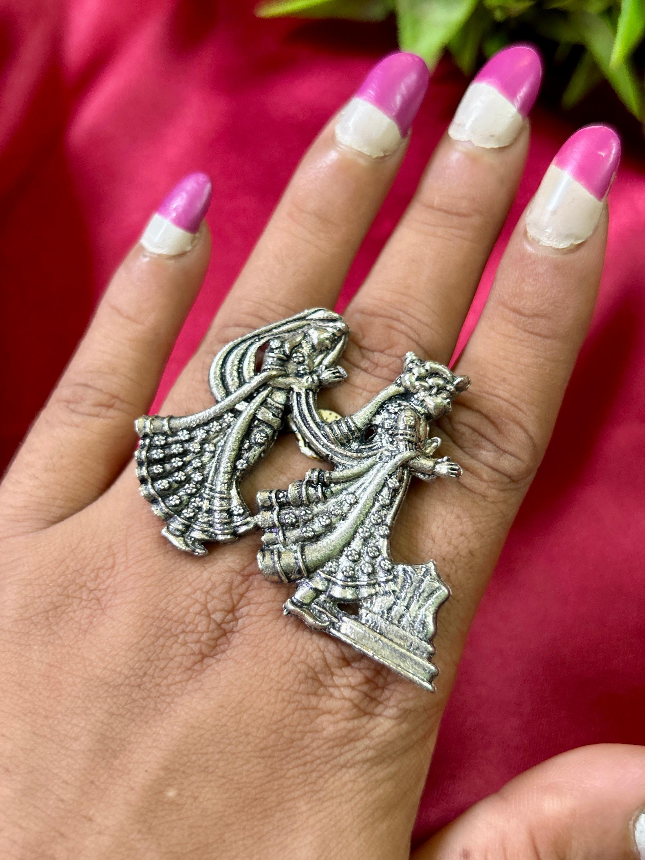Radha Rani Oxidised Finger Ring