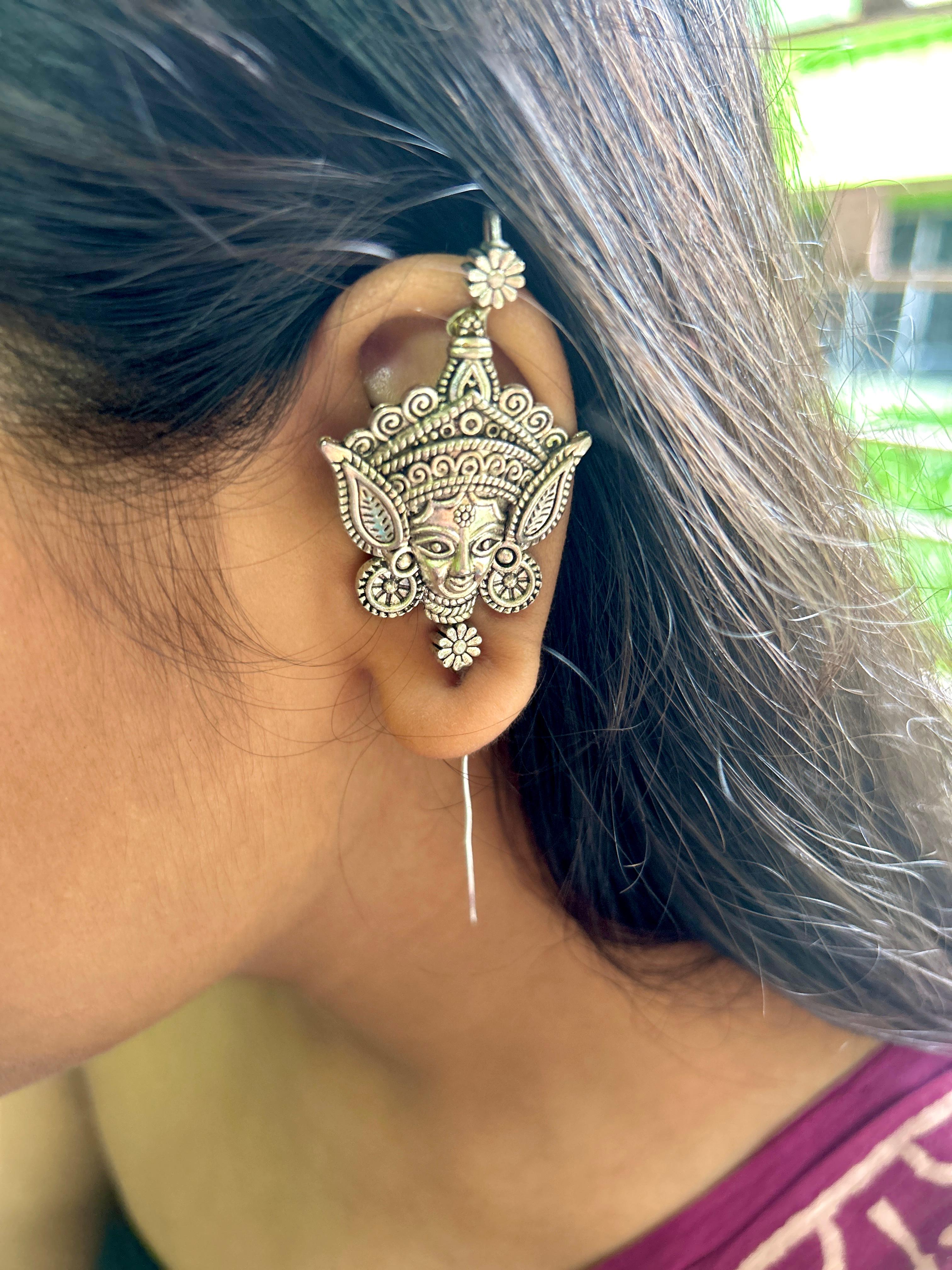 Oxidised Durga Ear Cuffs