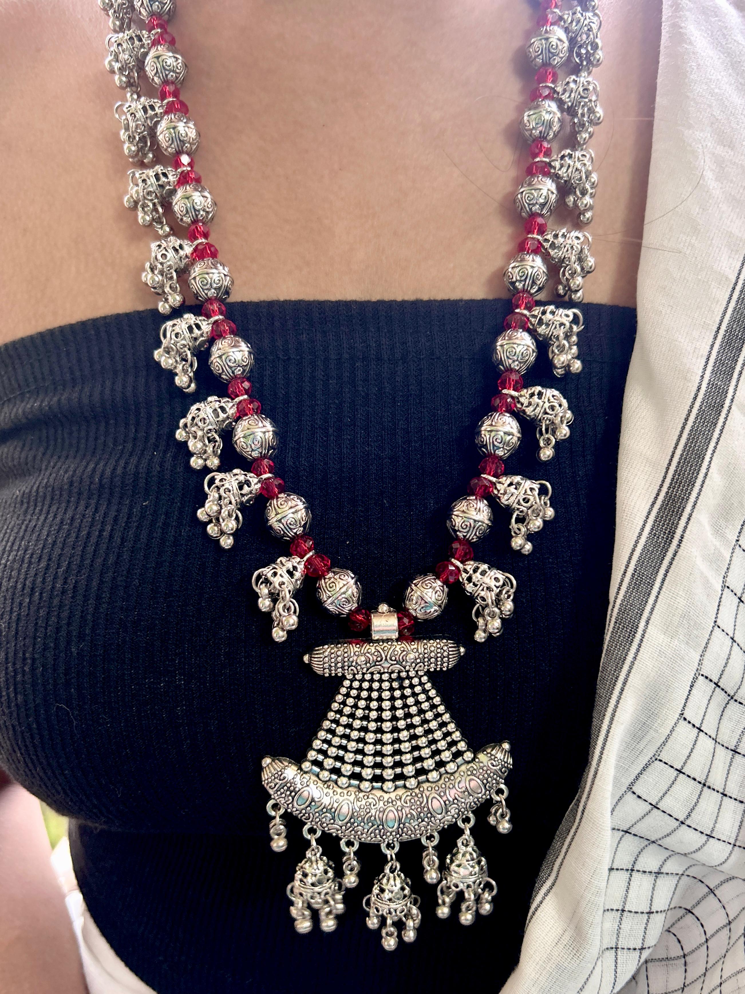 Crimson Aura Beaded Necklace