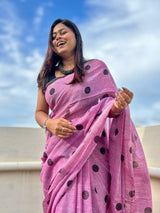 Polka Noir Mul Mul Saree