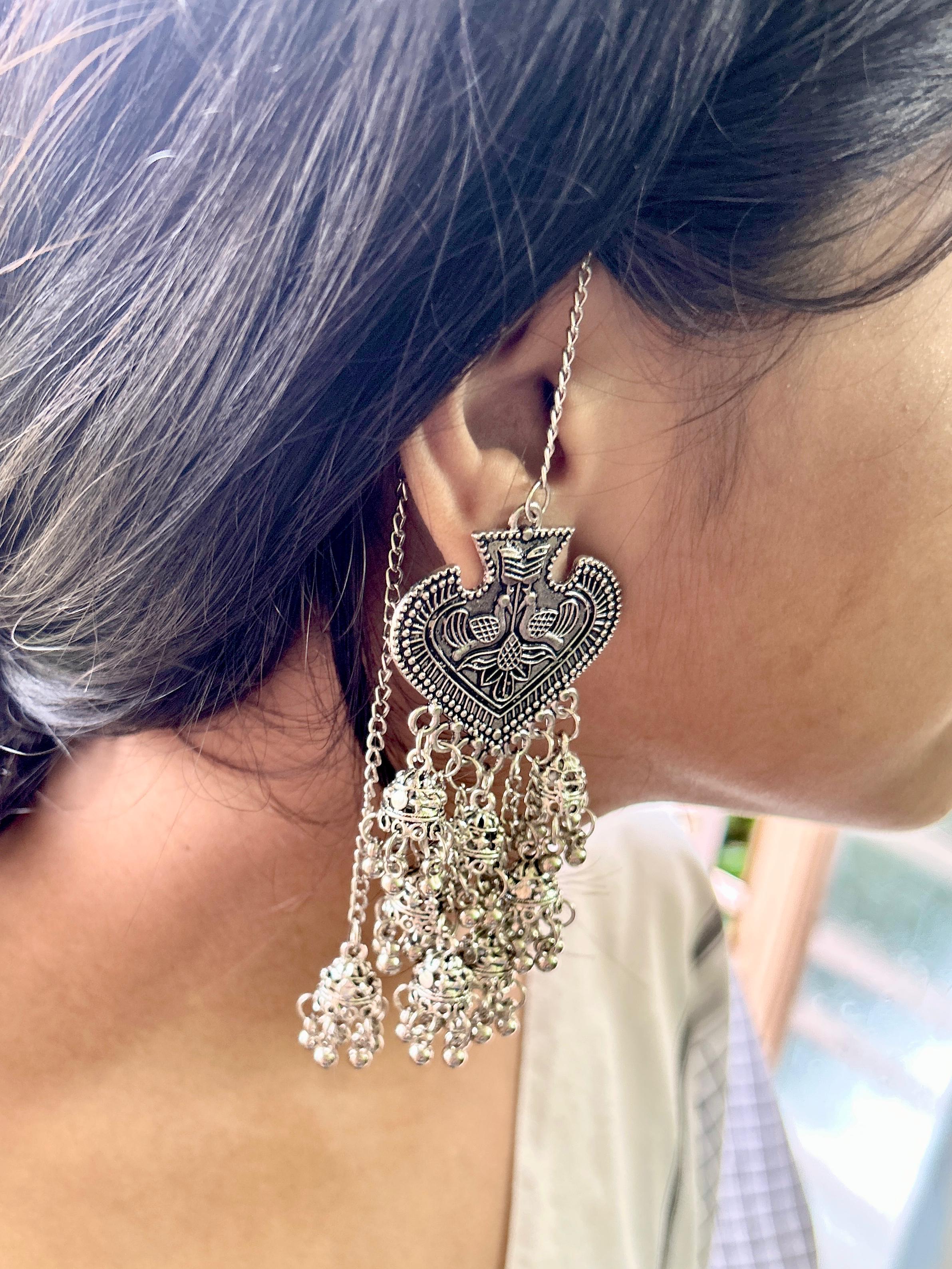 Sarva Oxidised Tail Drop Earrings