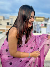 Polka Noir Mul Mul Saree