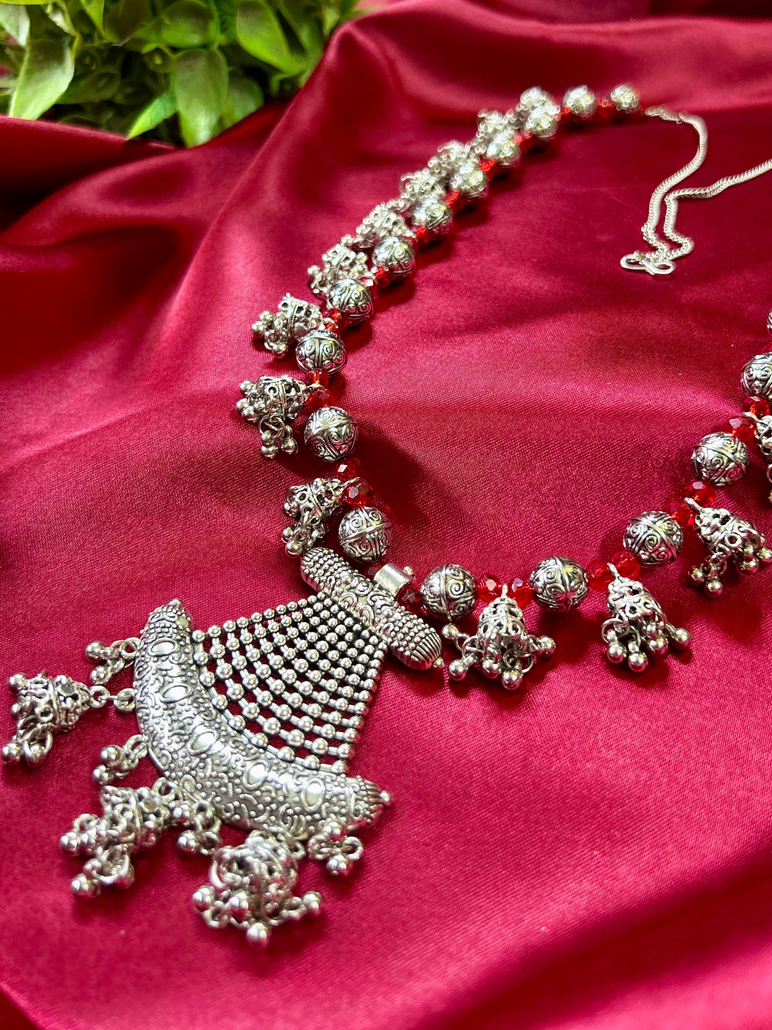 Crimson Aura Beaded Necklace