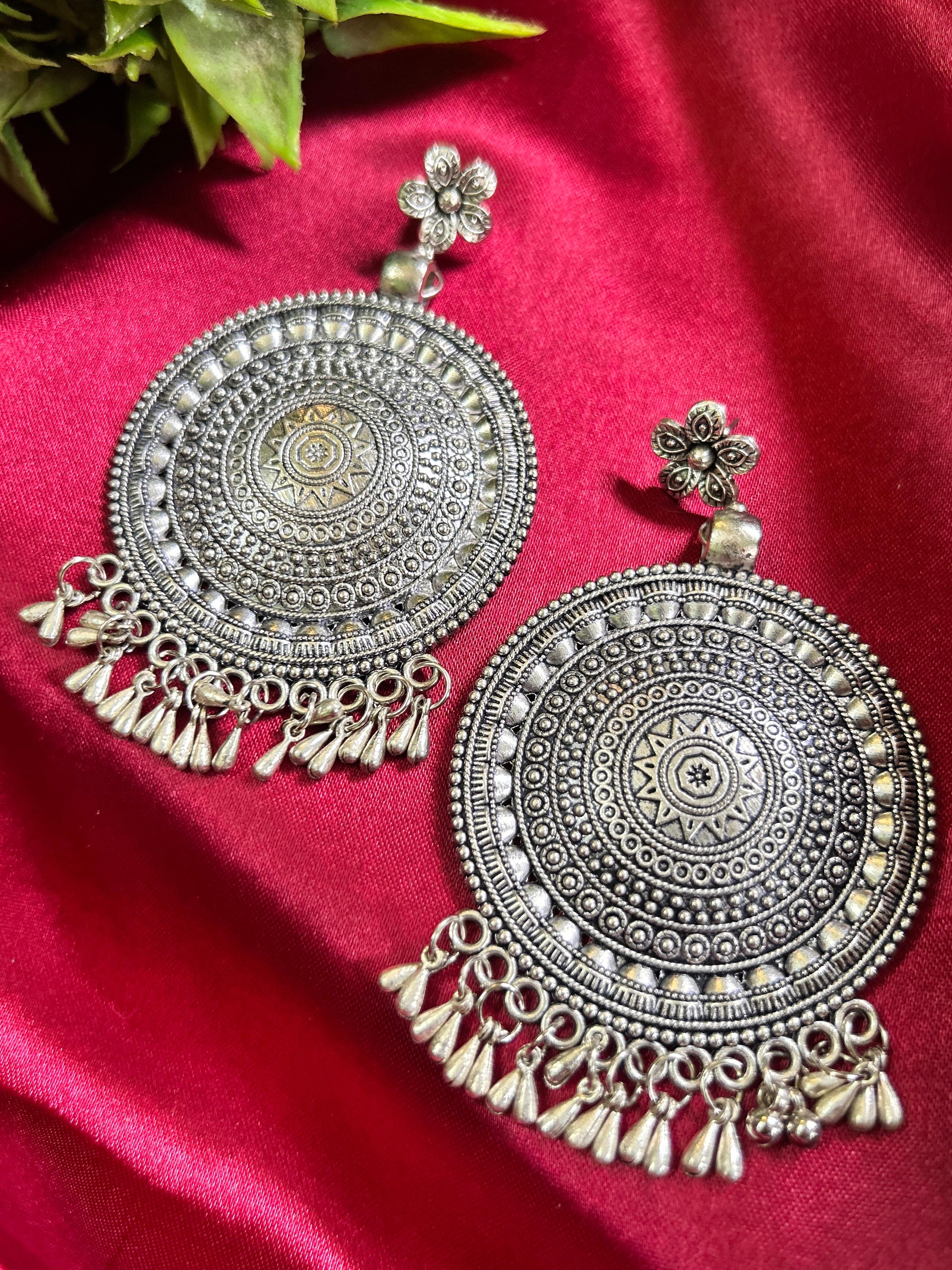 Divine Disc Oxidised Earrings