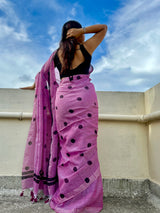Polka Noir Mul Mul Saree