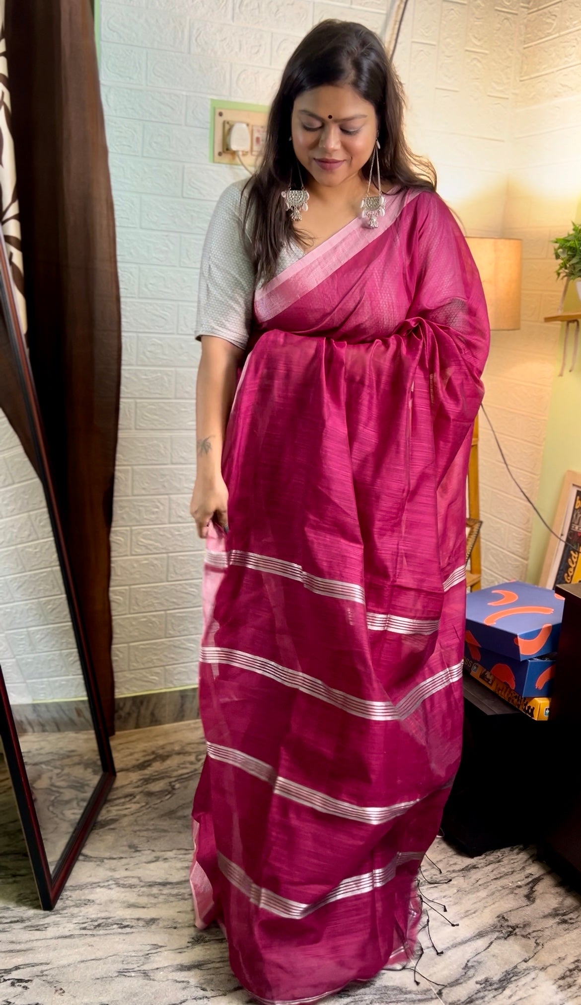 Gulabi Tara Saree