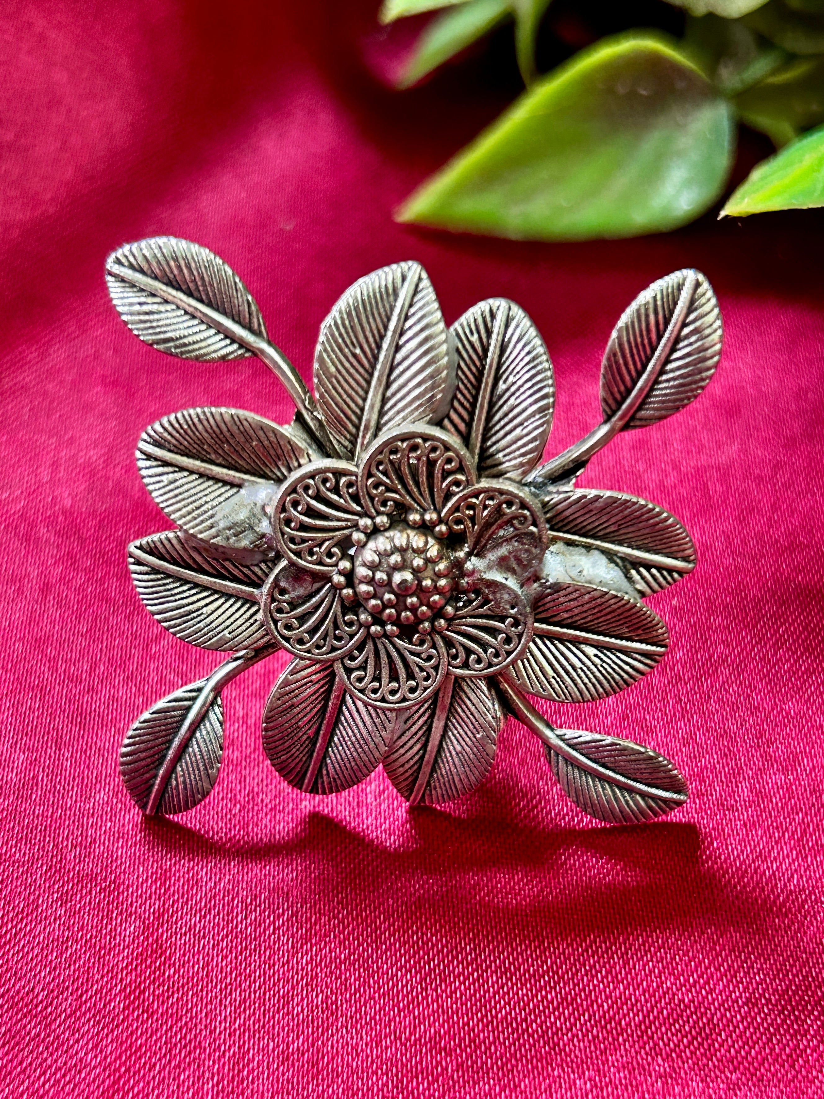 Blossom Aura Oxidised Finger Ring