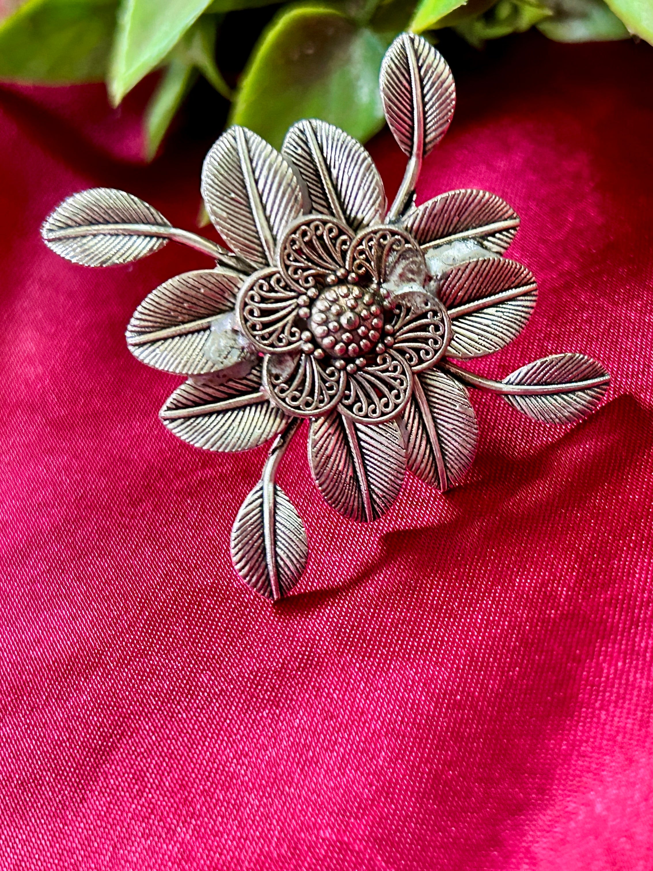 Blossom Aura Oxidised Finger Ring