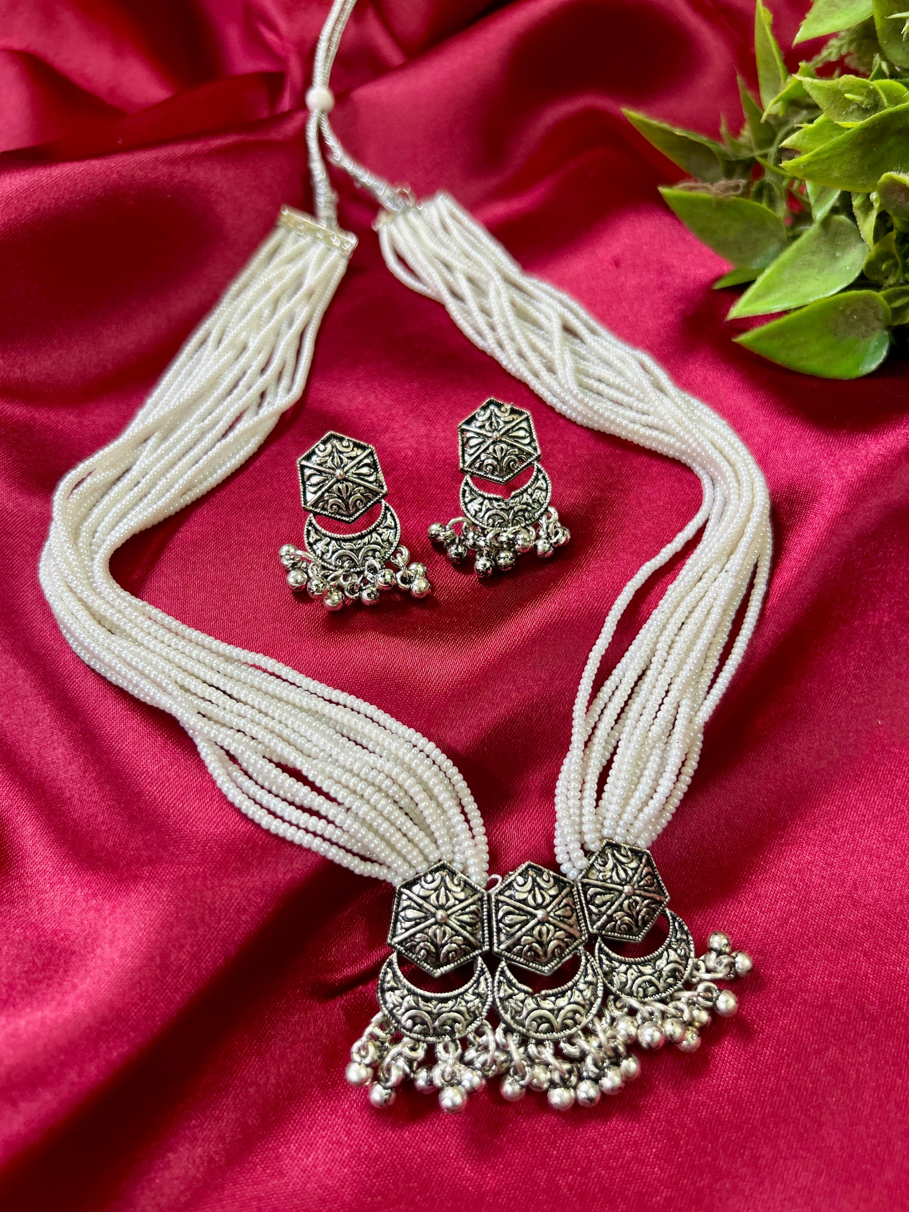 Pearl Oxidised Necklace