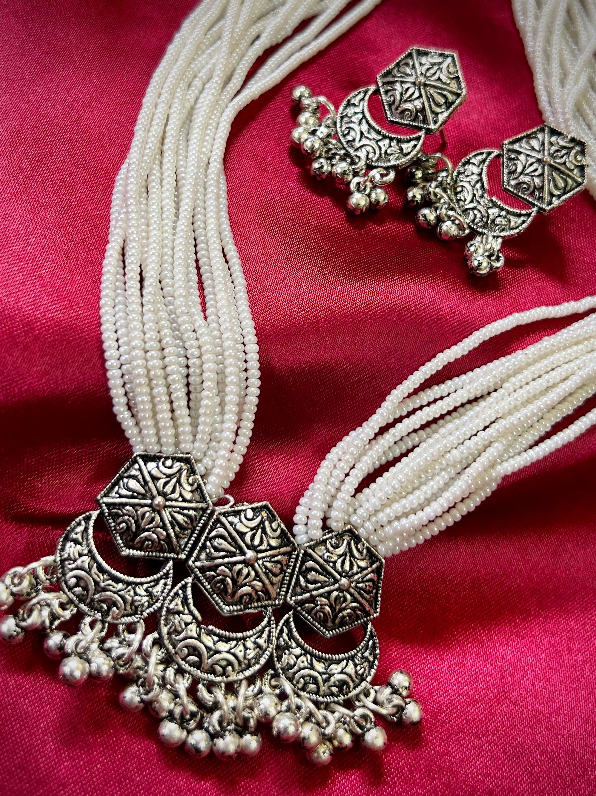 Pearl Oxidised Necklace