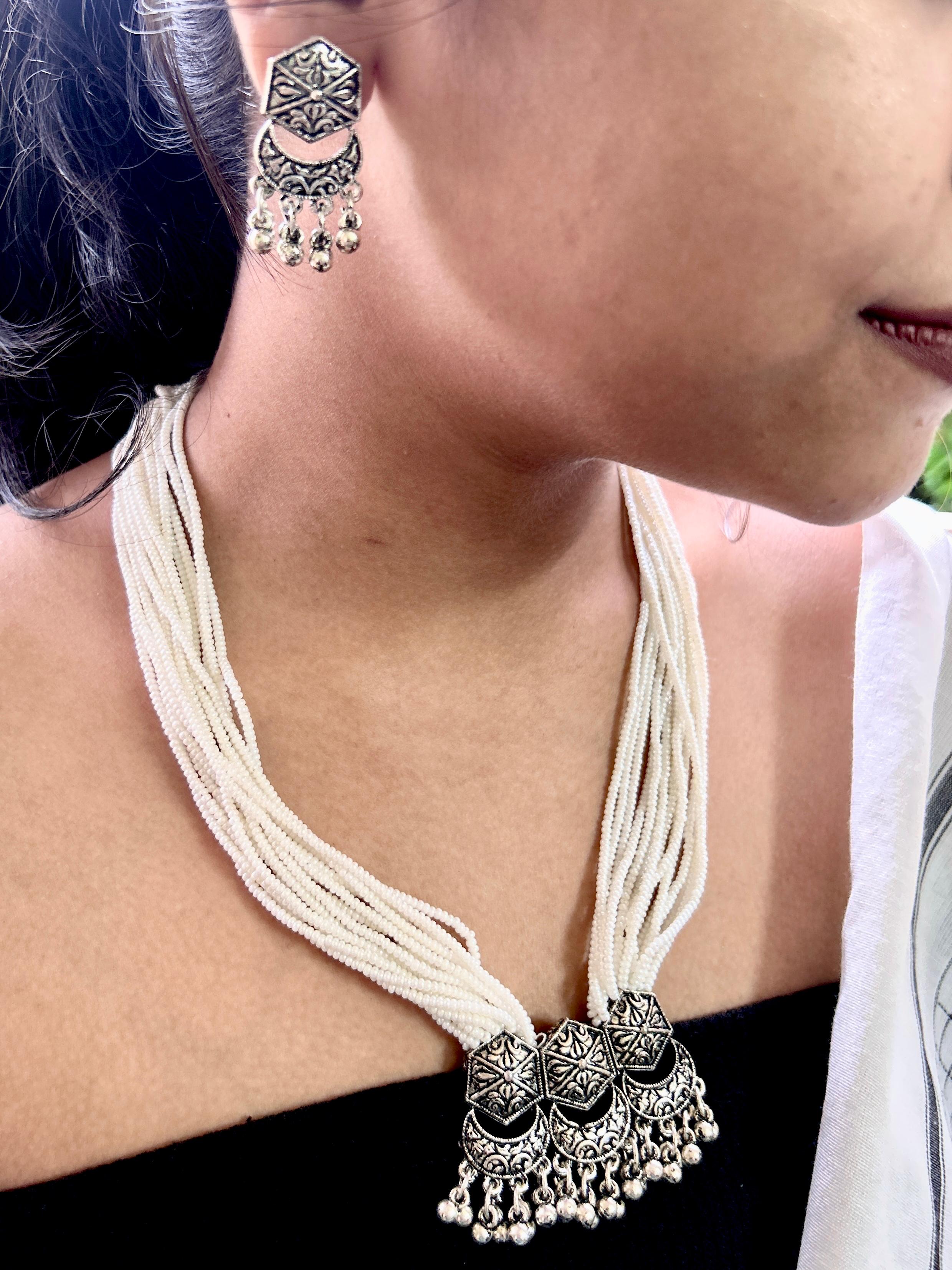 Pearl Oxidised Necklace