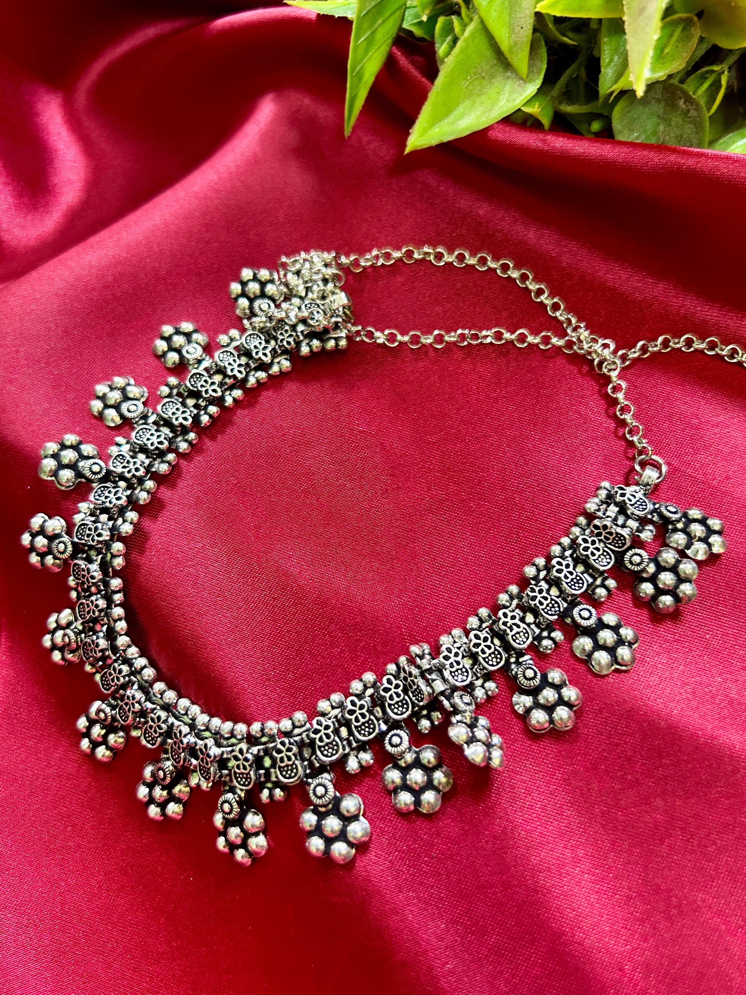 Regal Radiance Oxidised Statement Necklace