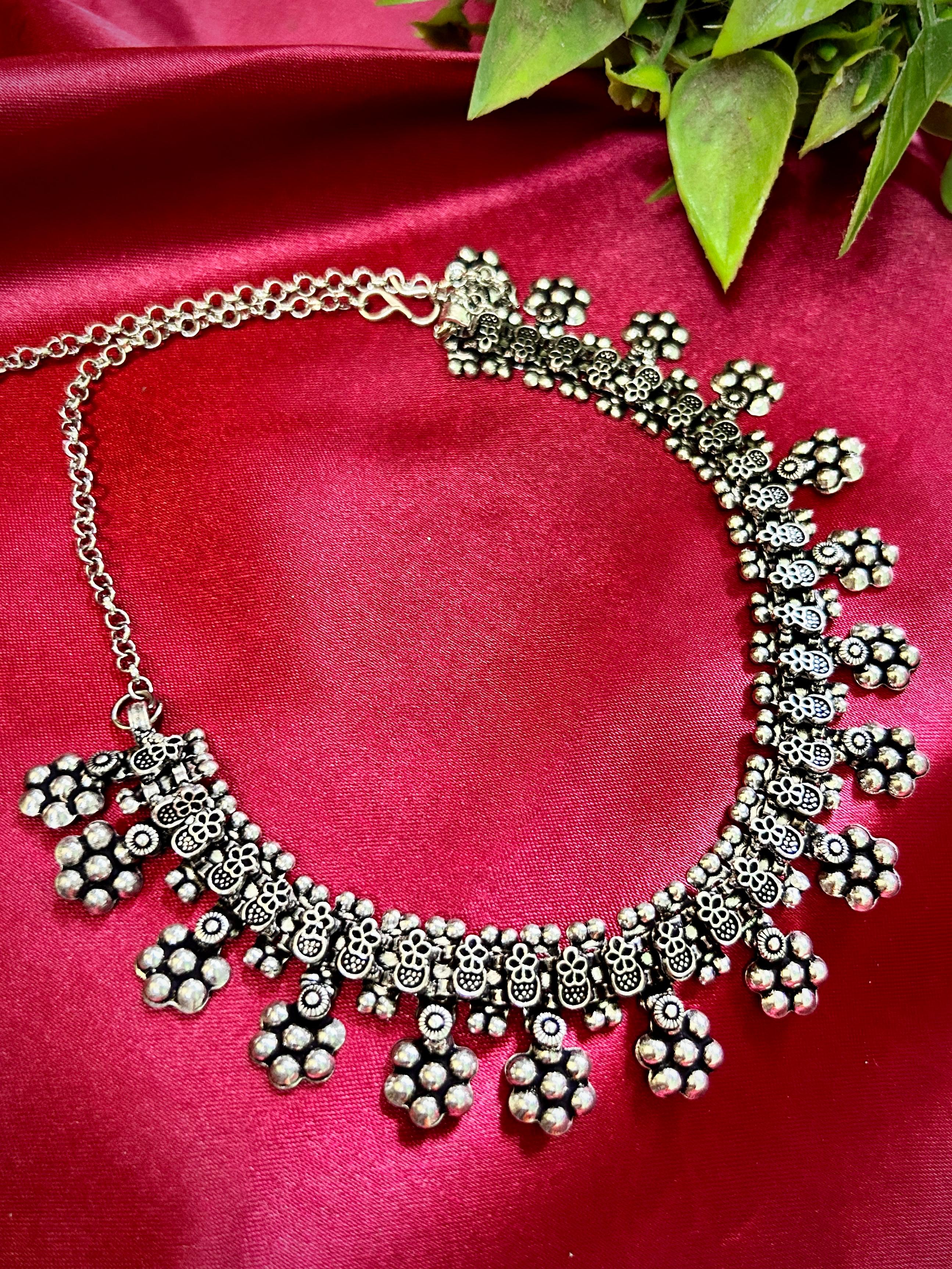 Regal Radiance Oxidised Statement Necklace