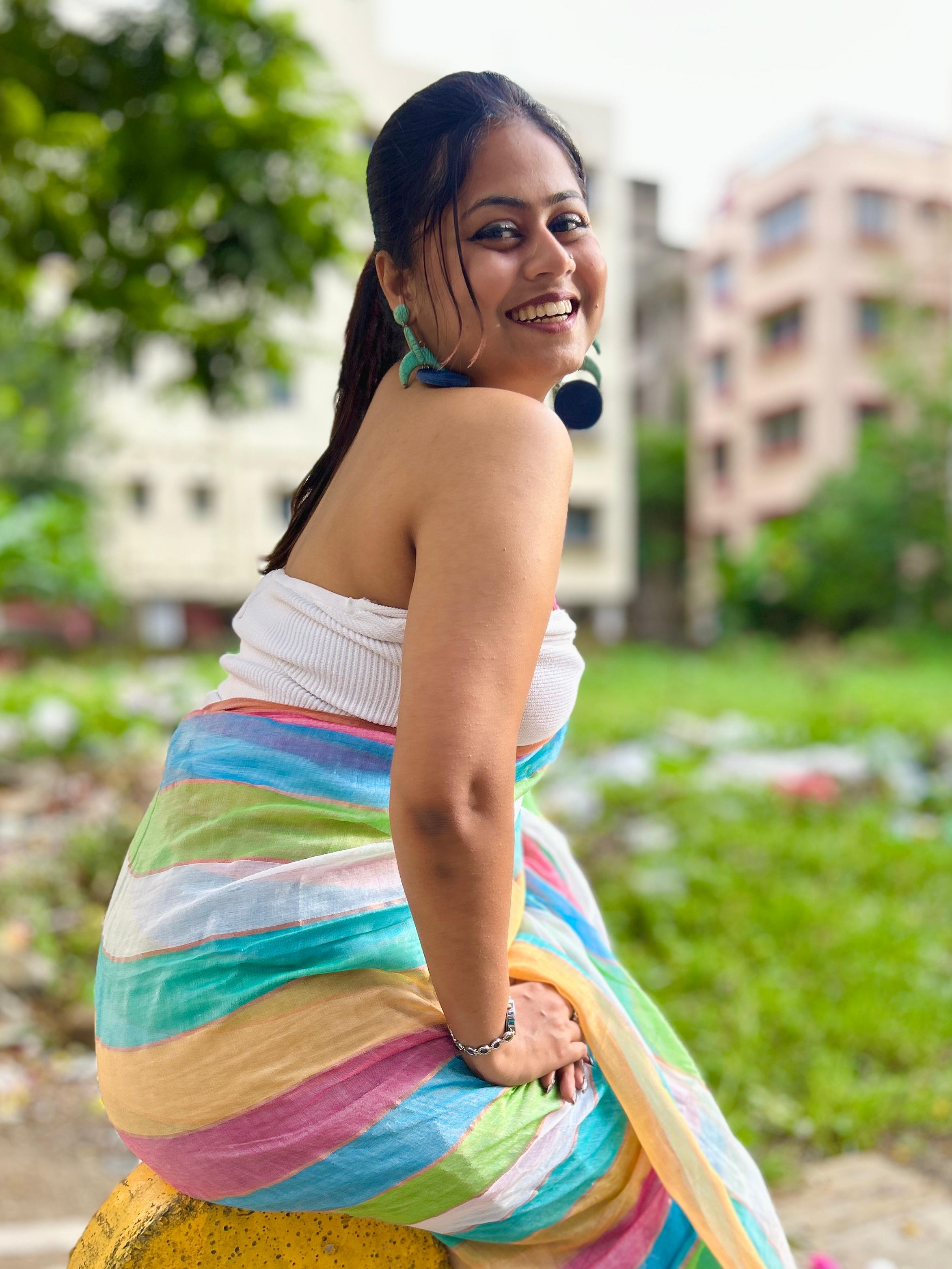 Rainbow Reverie Mul Mul Saree