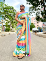 Rainbow Reverie Mul Mul Saree