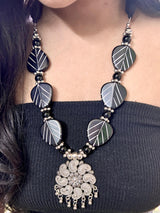Onyx Silver Beads Necklace