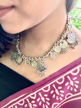 Vintage Coin Charn Oxidised Necklace